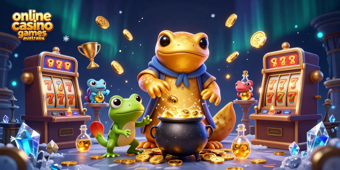 Engage in thrilling online casino games Australia with a golden salamander alchemist scene featuring dynamic slot machines.